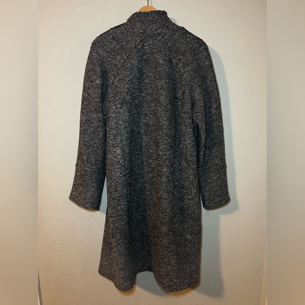 Tahari Long Open Long Cardigan Large Gray Sleeve Relaxed Duster Wool Blend Sz L - Picture 4 of 4